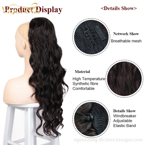Wholesale Cheapest Drawstring Curly Weave Wrap Women Clip Elastic Hair Ties Brazilian Blonde Ponytail Extensions